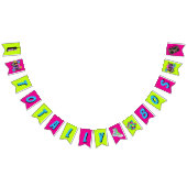 Totally 80s Retro Neon Birthday Party Vlaggetjes (Alle)