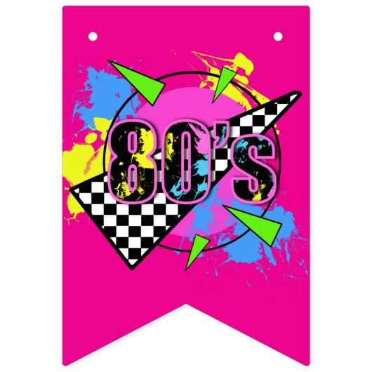 Totally 80s Retro Neon Birthday Party Vlaggetjes (Tweede vlag)