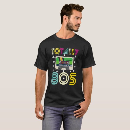Totally 80's Retro Old School Stereo Cassette Tap T-shirt (Voorkant volledig)