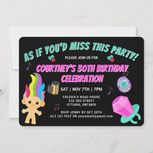 Totally 90s Retro Birthday Party Invitation Kaart (Voorkant)
