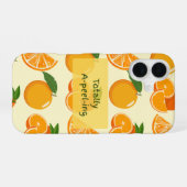 Totally a-pee-ling orange pattern iPhone 16 hoesje (Achterkant horizontaal)
