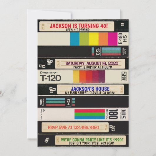 Totally Awesome Back to 90s Birthday Invitation Kaart (Voorkant)