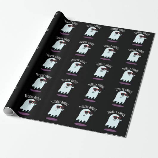 Totally Ghoul Funny Ghost Pun Dark BG Cadeaupapier (Uitgerold)
