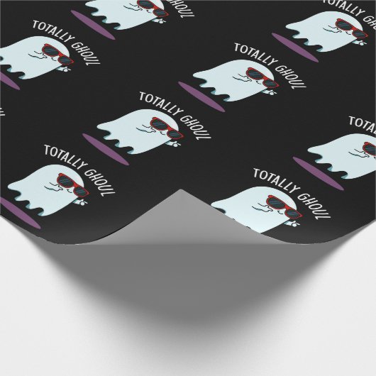 Totally Ghoul Funny Ghost Pun Dark BG Cadeaupapier (Hoek)