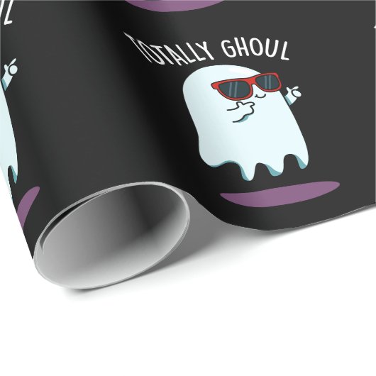 Totally Ghoul Funny Ghost Pun Dark BG Cadeaupapier (Rol Hoek)