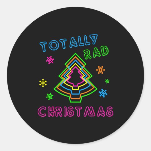 Totally Rad Christmas - 80s Retro Christmas  Ronde Sticker (Voorkant)