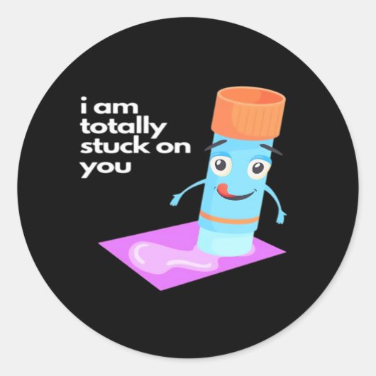 Totally Stuck On You Bold Romantic Style  Ronde Sticker (Voorkant)