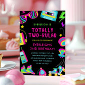 Totally Twobular Neon 80s Tweede Verjaardagsfeest Kaart