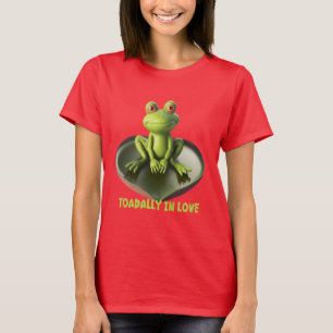 Totally Verliefd Cute Kikker Zit Op Hart Vormig T-shirt