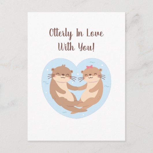 Totally Verliefd Op Jou, Cute Otter Love Puns Briefkaart (Voorkant)