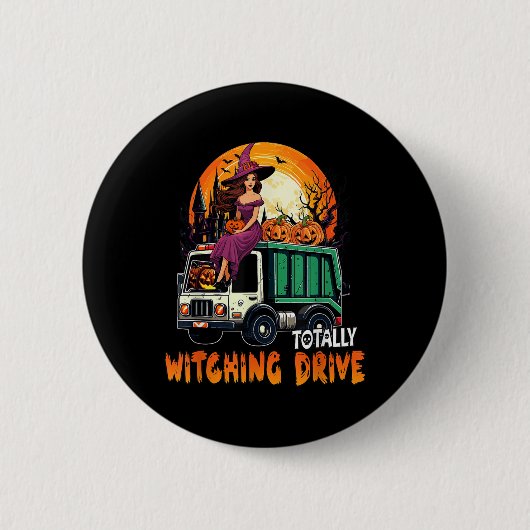 Totally Witching Drive Schattigee heks op vuilnisw Ronde Button 5,7 Cm (Voorkant)
