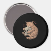 Totdat de Dood Ons Scheidt Feest Kat Schedel Klass Magneet (Voorkant / Achterkant)