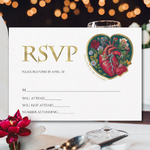 Totdat de dood ons scheidt Gothic hart gouden Hall RSVP Kaartje