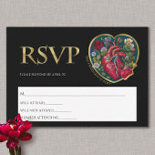 Totdat de dood ons scheidt Gothic hart gouden Hall RSVP Kaartje