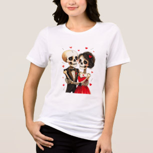 Totdat de Dood Ons Scheidt Skelet Koppelontwerp Tri-Blend Shirt
