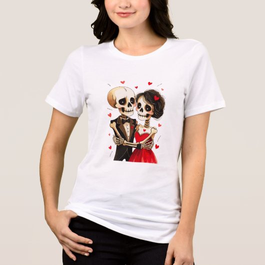 Totdat de Dood Ons Scheidt Skelet Koppelontwerp Tri-Blend Shirt (Voorkant)