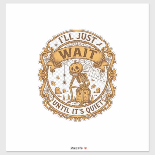 Totdat het stil is op Halloween pompoen skelet Hal Sticker (Vel)
