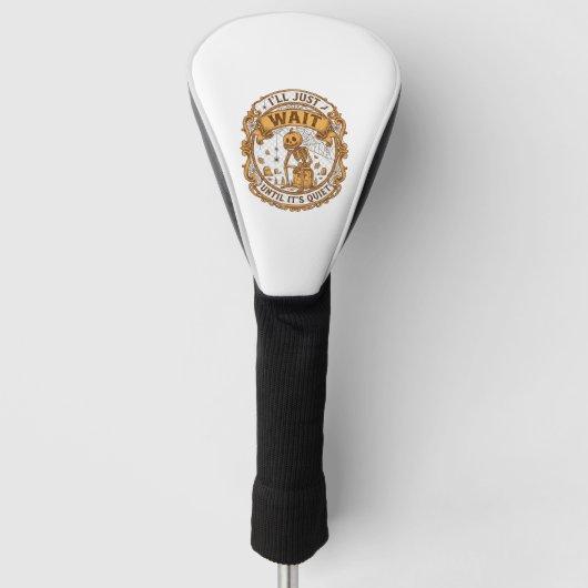 Totdat het stil is pompoen skelet hallo golfheadcover (Voorkant)