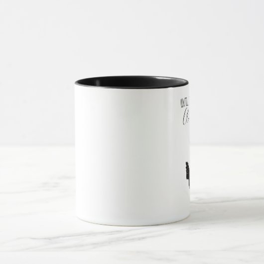 Totdat ik mijn koffie heb gehad, klop af| grappige mok (Midden)