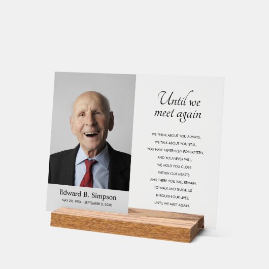 Totdat we elkaar weer herdenkingsdienst ontmoeten acryl bord (Hoek)