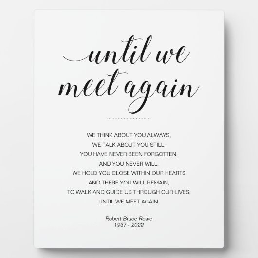 Totdat we elkaar weer ontmoeten Elegisch gedicht v Fotoplaat (Voorkant)