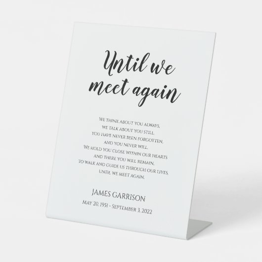 Totdat we elkaar weer ontmoeten, herdenking van he reclamebord met voetstuk (Voorkant)