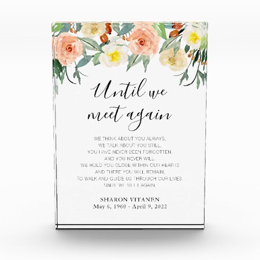 Totdat we elkaar weer ontmoeten, Peach Floral Memo Fotoblokken (Voorkant)