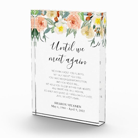 Totdat we elkaar weer ontmoeten, Peach Floral Memo Fotoblokken (Rechts)