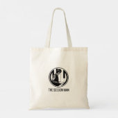 Tote Bag 1 met The Session Man-design (zwart-wit) (Achterkant)