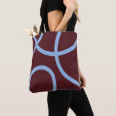 Tote Bag – Blue Lines on Burgundy (Dichtbij)