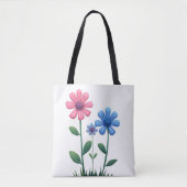 Tote Bag Blue & Pink flower (Voorkant)