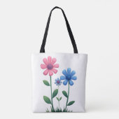 Tote Bag Blue & Pink flower (Achterkant)