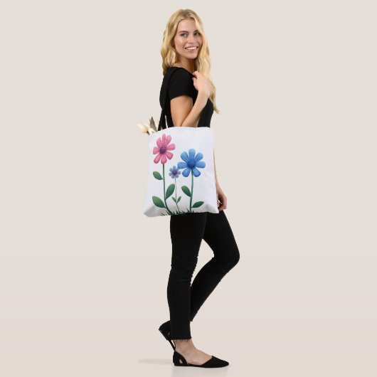 Tote Bag Blue & Pink flower (Op model)
