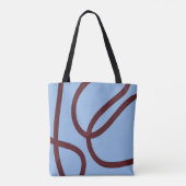 Tote Bag – Burgundy Lines on Blue (Achterkant)