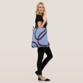 Tote Bag – Burgundy Lines on Blue (Op model)