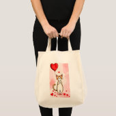 Tote Bag Cat Love Red Hearts (Voorkant (product))