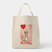 Tote Bag Cat Love Red Hearts  (Achterkant)