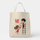 Tote Bag Couple Love Red Hearts  (Achterkant)