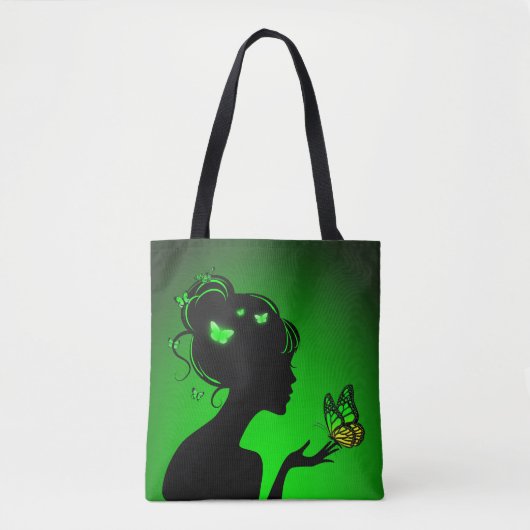 Tote Bag De groene vlindervrouw (Voorkant)