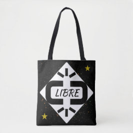 TOTE BAG Design "VRIJ" zwart-wit met sterren