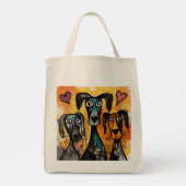 Tote Bag Dog Love Red Hearts  (Achterkant)