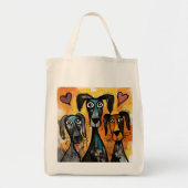 Tote Bag Dog Love Red Hearts  (Voorkant)