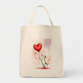 Tote Bag Dog Pink Hearts  (Voorkant)