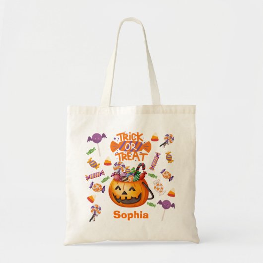 Tote Bag Enfant Halloween Citrouille Sac Bonbons (Voorkant)