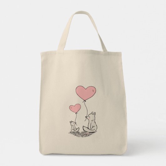 Tote Bag Foxy Pink Hearts  (Achterkant)