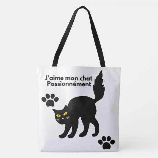 Tote Bag Ik hou van mijn kat Passionement 2 (Voorkant)