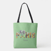 Tote Bag J houdt van Parijs met een stedelijke inr (Achterkant)