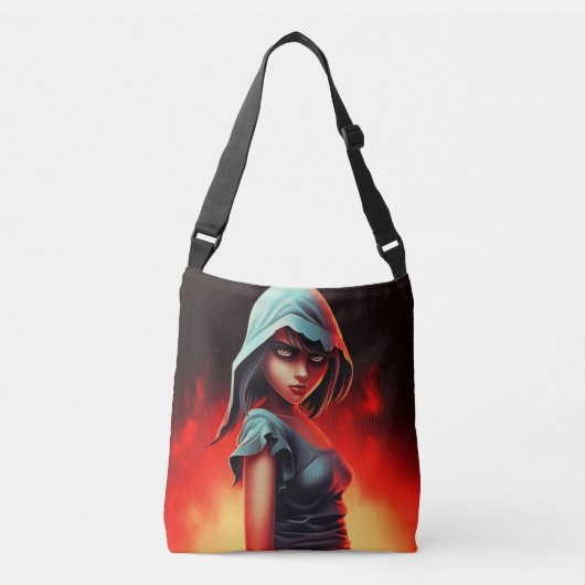 Tote Bag meisje blauwe hoed (Voorkant)