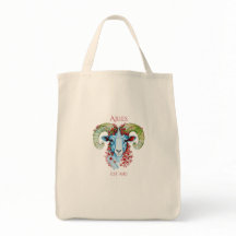 Tote Bag met Aangepaste Jaar Bloem Aries