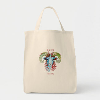 Tote Bag met Aangepaste Jaar Bloem Aries
